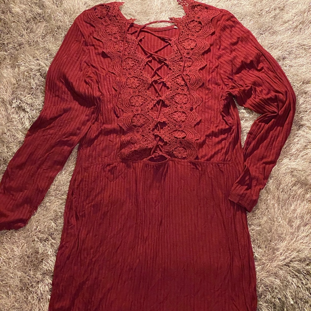 Plus size Red pattern print dress